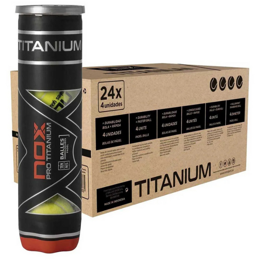 Carton de 24 tubes de balles Nox Titanium Pro x4 balles